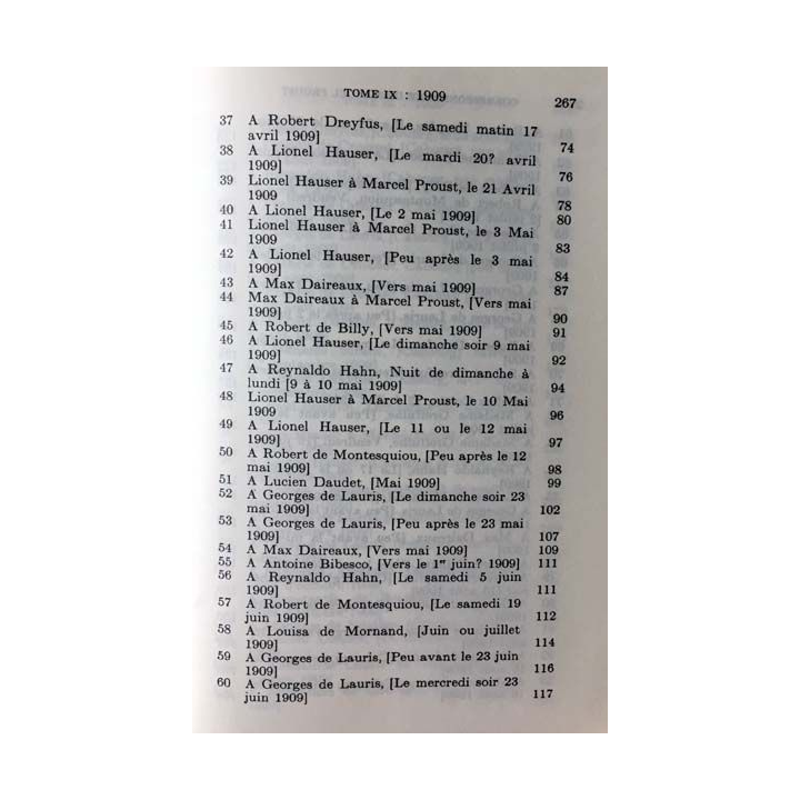 1. Correspondance de Marcel Proust 1909 Tome IX texte établi, présenté et annoté par Philip Kolb aux éditions Plon