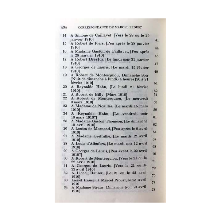 1. Correspondance de Marcel Proust 1910-1911 Tome X texte établi, présenté et annoté par Philip Kolb aux éditions Plon