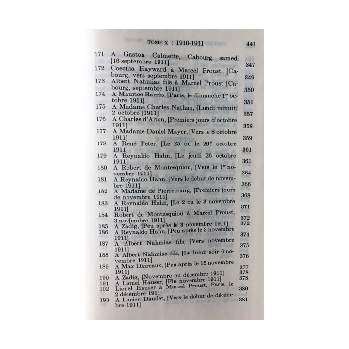 1. Correspondance de Marcel Proust 1910-1911 Tome X texte établi, présenté et annoté par Philip Kolb aux éditions Plon