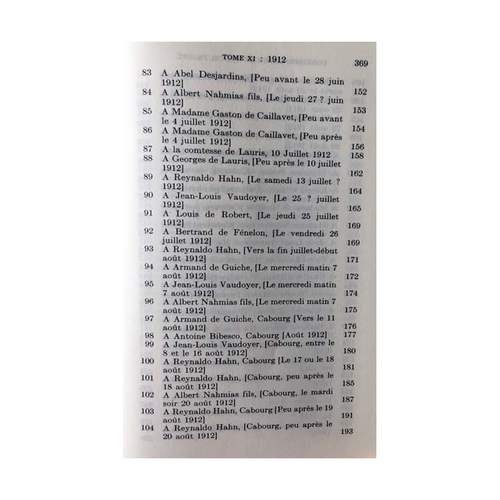 1. Correspondance de Marcel Proust 1912 Tome XI texte établi, présenté et annoté par Philip Kolb aux éditions Plon