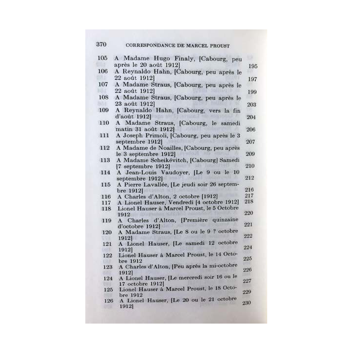 1. Correspondance de Marcel Proust 1912 Tome XI texte établi, présenté et annoté par Philip Kolb aux éditions Plon