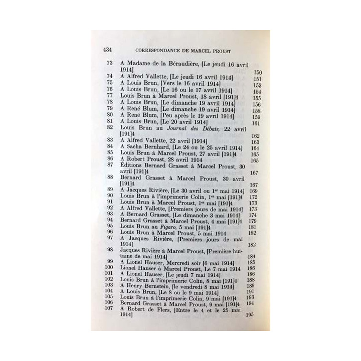 1. Correspondance de Marcel Proust 1914 Tome XIII texte établi, présenté et annoté par Philip Kolb aux éditions Plon