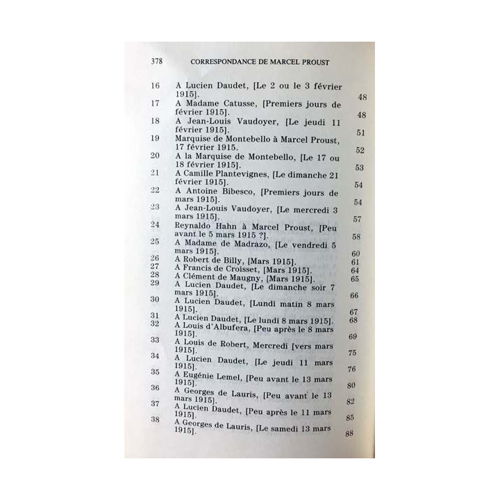 1. Correspondance de Marcel Proust 1915 Tome XIV texte établi, présenté et annoté par Philip Kolb aux éditions Plon