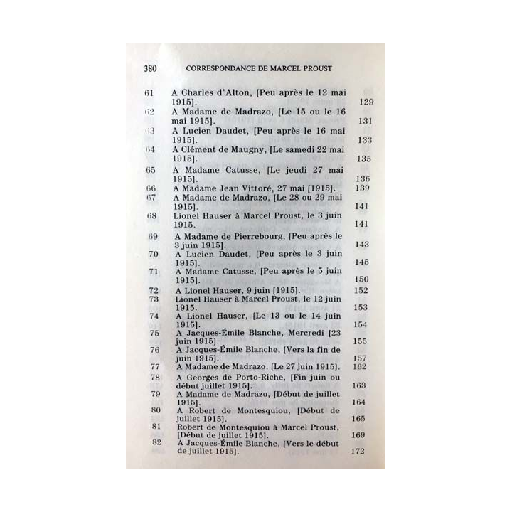 1. Correspondance de Marcel Proust 1915 Tome XIV texte établi, présenté et annoté par Philip Kolb aux éditions Plon