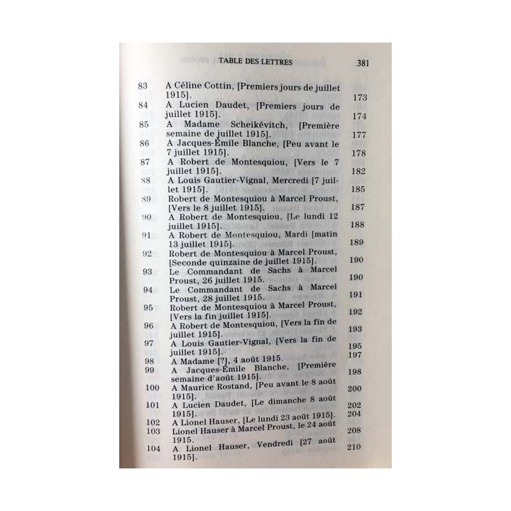 1. Correspondance de Marcel Proust 1915 Tome XIV texte établi, présenté et annoté par Philip Kolb aux éditions Plon
