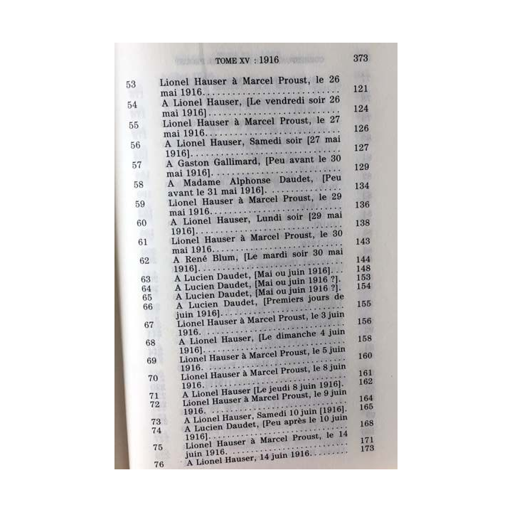 1. Correspondance de Marcel Proust 1916 Tome XV texte établi, présenté et annoté par Philip Kolb aux éditions Plon