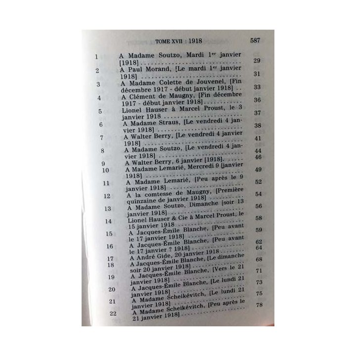 1. Correspondance de Marcel Proust 1918 Tome XVII texte établi, présenté et annoté par Philip Kolb aux éditions Plon