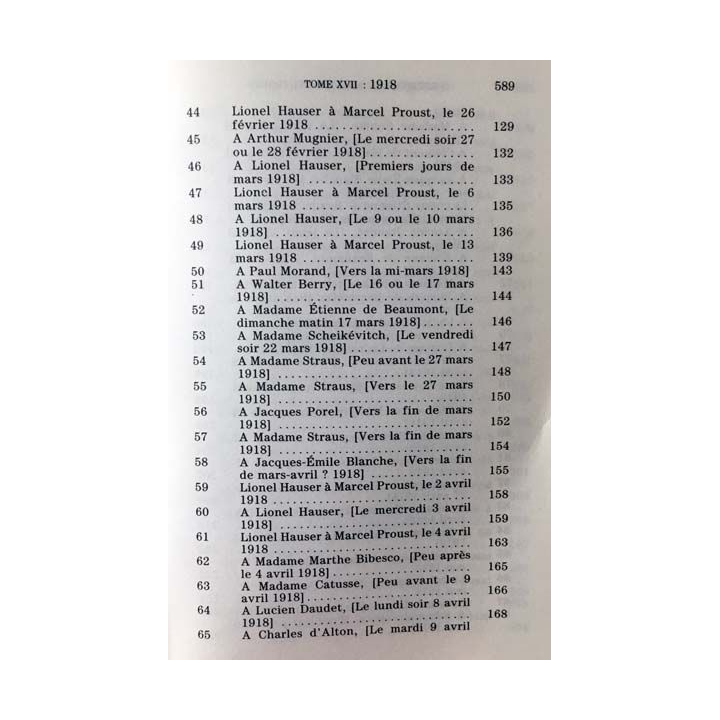 1. Correspondance de Marcel Proust 1918 Tome XVII texte établi, présenté et annoté par Philip Kolb aux éditions Plon