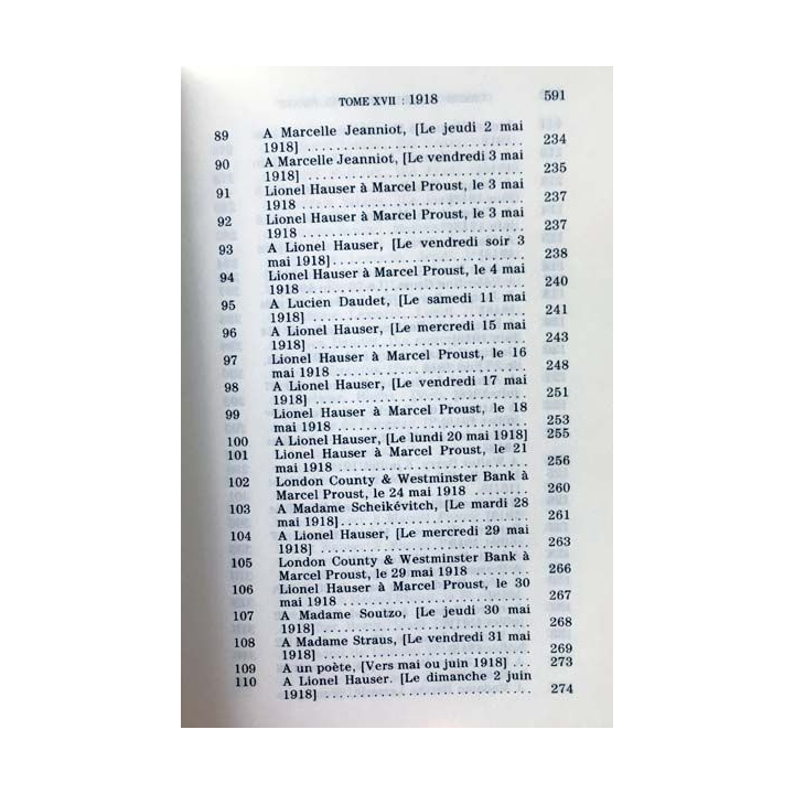 1. Correspondance de Marcel Proust 1918 Tome XVII texte établi, présenté et annoté par Philip Kolb aux éditions Plon
