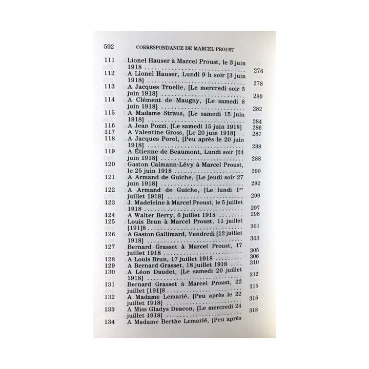 1. Correspondance de Marcel Proust 1918 Tome XVII texte établi, présenté et annoté par Philip Kolb aux éditions Plon