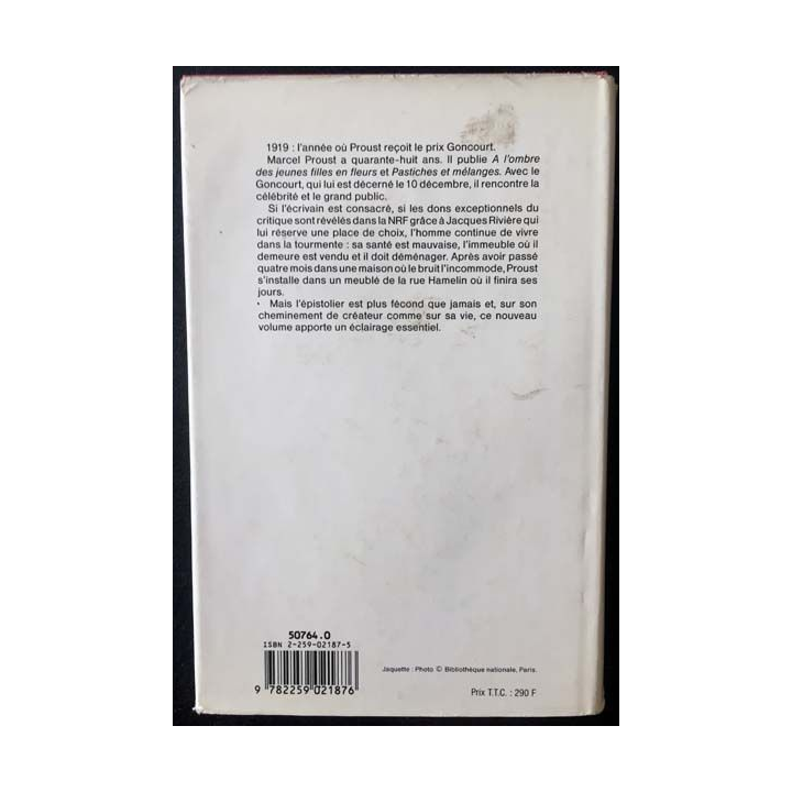 1. Correspondance de Marcel Proust 1919 Tome XVIII texte établi, présenté et annoté par Philip Kolb aux éditions Plon
