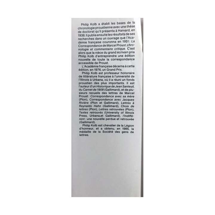 1. Correspondance de Marcel Proust 1919 Tome XVIII texte établi, présenté et annoté par Philip Kolb aux éditions Plon