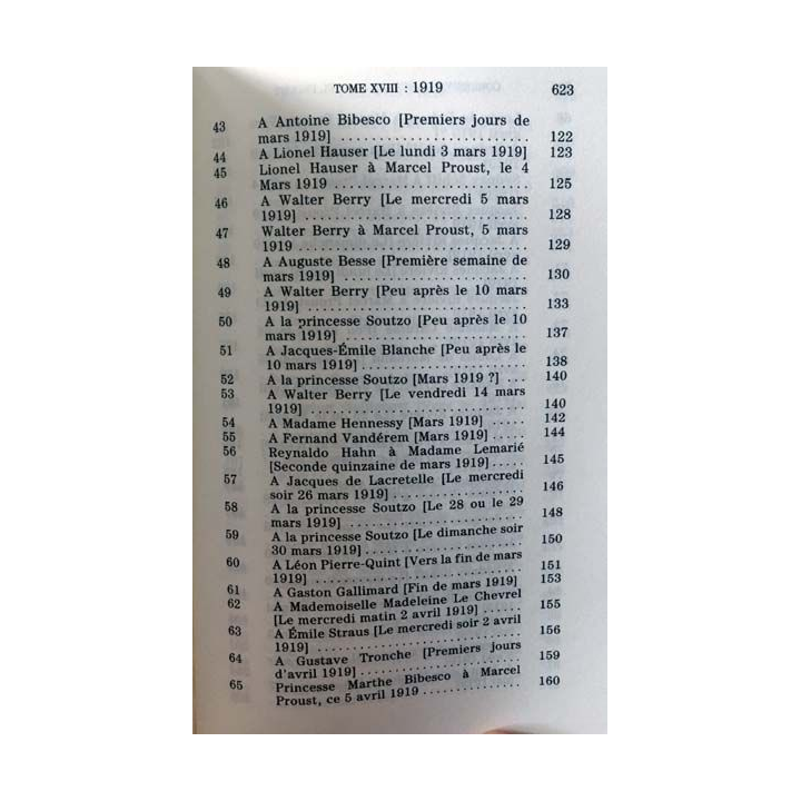 1. Correspondance de Marcel Proust 1919 Tome XVIII texte établi, présenté et annoté par Philip Kolb aux éditions Plon