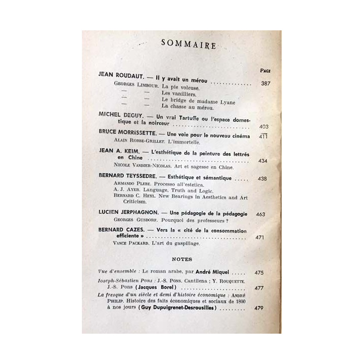 1. Critique n°204 Revue générale des publications françaises et étrangères Mai 1964 aux éditions de Minuit