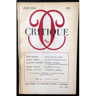 1. Critique n°205 Revue générale des publications françaises et étrangères Juin 1964 aux éditions de Minuit