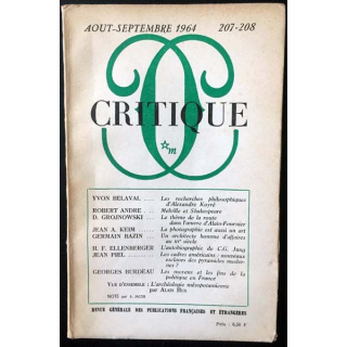 1. Critique n°207-208 Revue générale des publications françaises et étrangères Aout-Septembre 1964