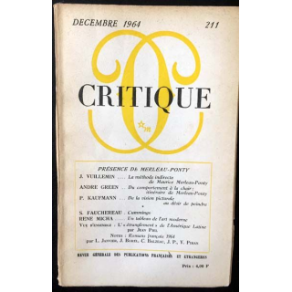 1. Critique n°211 Revue générale des publications françaises et étrangères Décembre 1964 aux éditions de Minuit