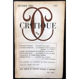 1. Critique n°213 Revue générale des publications françaises et étrangères Février 1965 aux éditions de Minuit