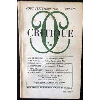 1. Critique n°219-220 Revue générale des publications françaises et étrangères Aout-Septembre 1965