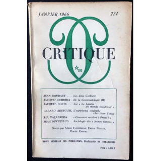 1. Critique n°224 Revue générale des publications françaises et étrangères Janvier 1966 aux éditions de Minuit
