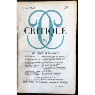 1. Critique n°229 Revue générale des publications françaises et étrangères Juin 1966 aux éditions de Minuit