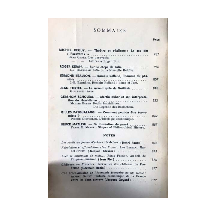 1. Critique n°233 Revue générale des publications françaises et étrangères Octobre 1966 aux éditions de Minuit