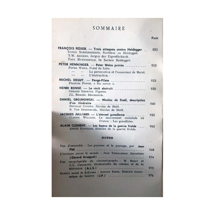 1. Critique n°234 Revue générale des publications françaises et étrangères Novembre 1966 aux éditions de Minuit