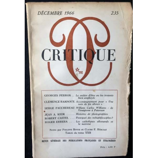 1. Critique n°235 Revue générale des publications françaises et étrangères Décembe 1966 aux éditions de Minuit