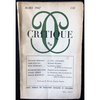 1. Critique n°238 Revue générale des publications françaises et étrangères Mars 1967 aux éditions de Minuit