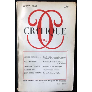 1. Critique n°239 Revue générale des publications françaises et étrangères Avril 1967 aux éditions de Minuit