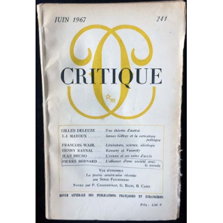 1. Critique n°241 Revue générale des publications françaises et étrangères Juin 1967 aux éditions de Minuit