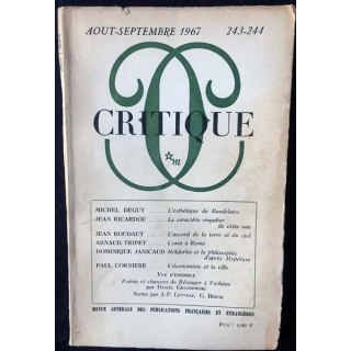 1. Critique n°243-244 Revue générale des publications françaises et étrangères Aout-Septembre 1967