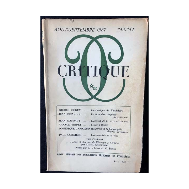 1. Critique n°243-244 Revue générale des publications françaises et étrangères Aout-Septembre 1967