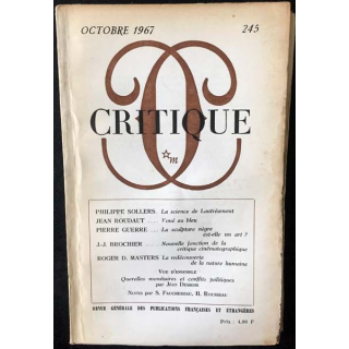 1. Critique n°245 Revue générale des publications françaises et étrangères Octobre 1967 aux éditions de Minuit