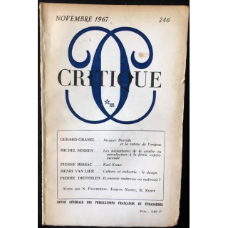 1. Critique n°246 Revue générale des publications françaises et étrangères Novembre 1967 aux éditions de Minuit