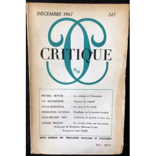 1. Critique n°247 Revue générale des publications françaises et étrangères Décembre 1967 aux éditions de Minuit