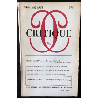 1. Critique n°248 Revue générale des publications françaises et étrangères Janvier 1968 aux éditions de Minuit