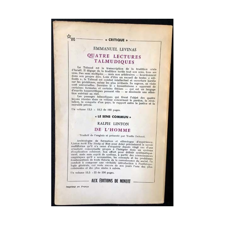 1. Critique n°250 Revue générale des publications françaises et étrangères Mars 1968 aux éditions de Minuit