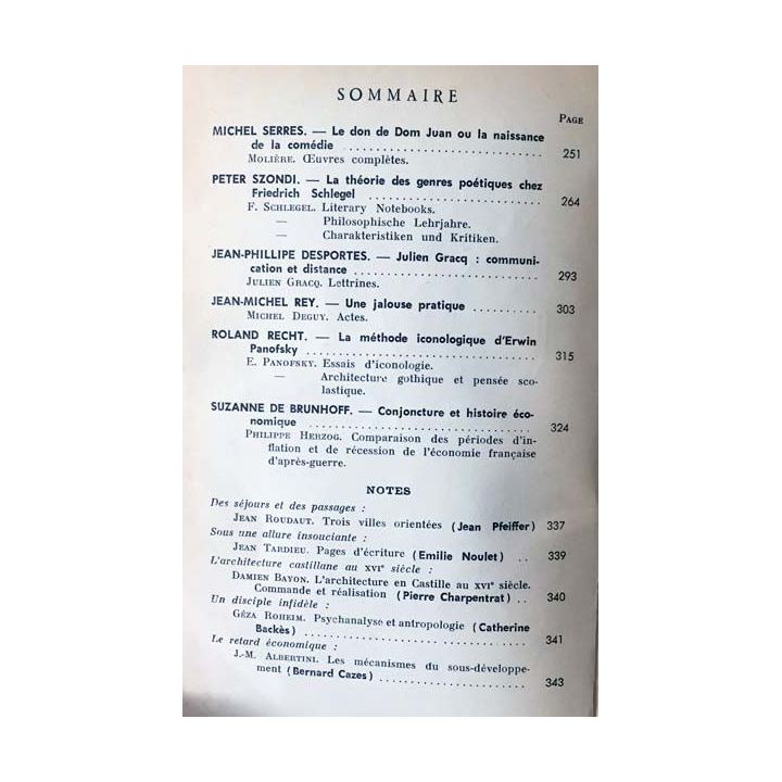 1. Critique n°250 Revue générale des publications françaises et étrangères Mars 1968 aux éditions de Minuit