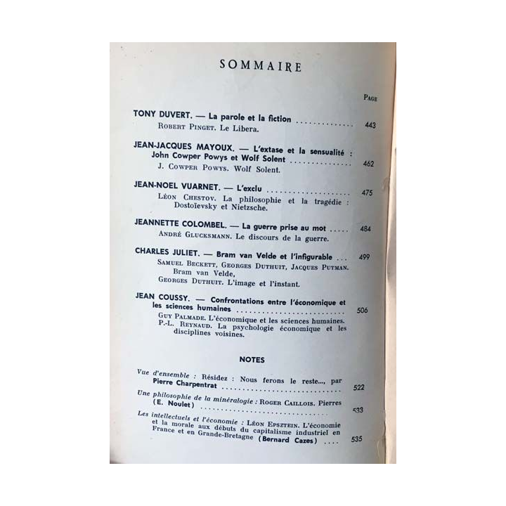 1. Critique n°252 Revue générale des publications françaises et étrangères Mai 1968 aux éditions de Minuit
