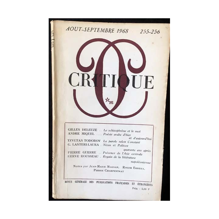 1. Critique n°255-256 Revue générale des publications françaises et étrangères Aout-Septembre 1968