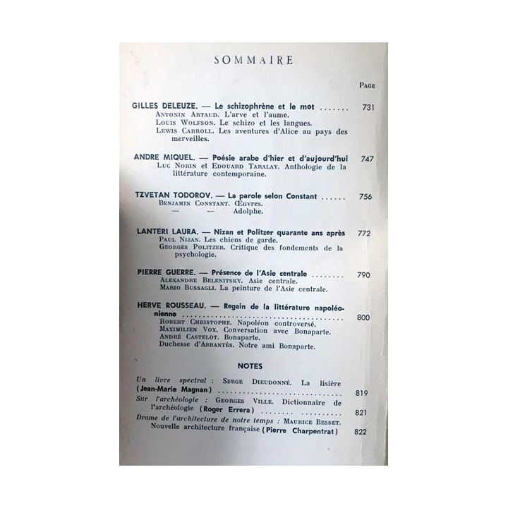 1. Critique n°255-256 Revue générale des publications françaises et étrangères Aout-Septembre 1968
