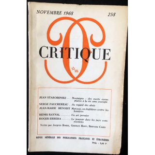 1. Critique n°258 Revue générale des publications françaises et étrangères Novembre 1968 aux éditions de Minuit