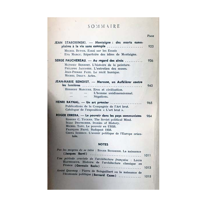 1. Critique n°258 Revue générale des publications françaises et étrangères Novembre 1968 aux éditions de Minuit