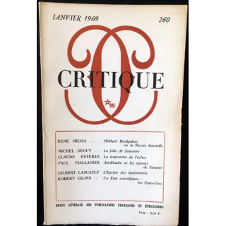 1. Critique n°260 Revue générale des publications françaises et étrangères Janvier 1969 aux éditions de Minuit