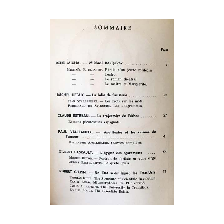 1. Critique n°260 Revue générale des publications françaises et étrangères Janvier 1969 aux éditions de Minuit