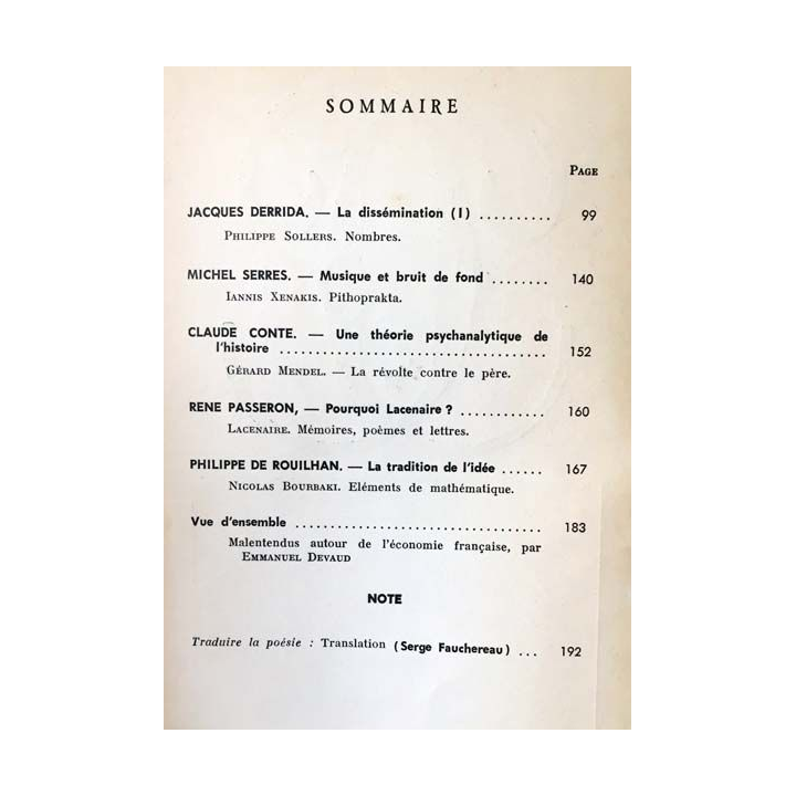 1. Critique n°261 Revue générale des publications françaises et étrangères Février 1969 aux éditions de Minuit