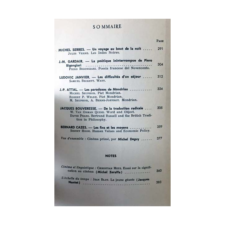 1. Critique n°263 Revue générale des publications françaises et étrangères Avril 1969 aux éditions de Minuit