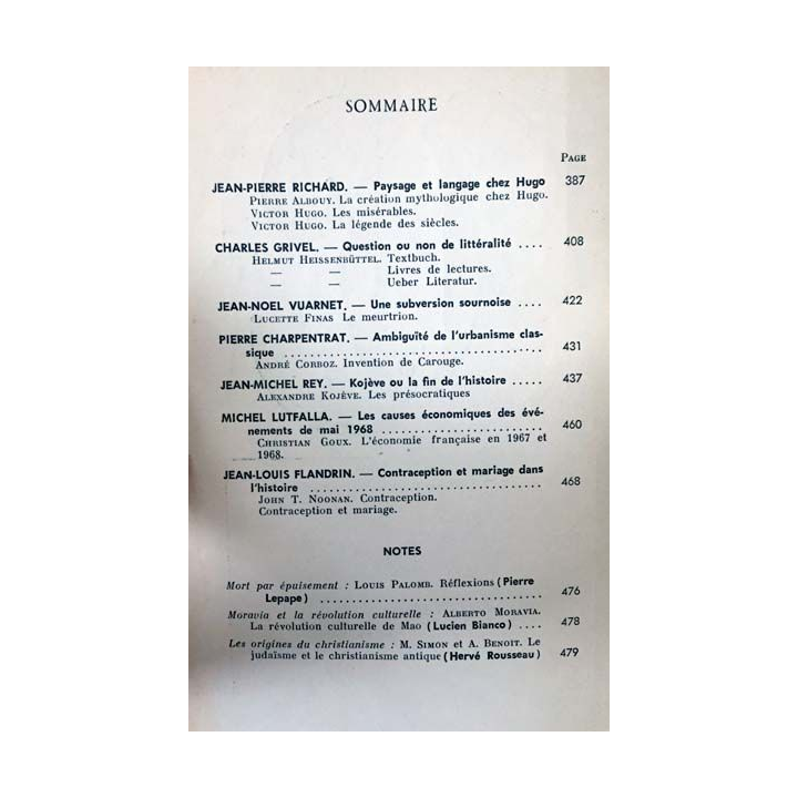 1. Critique n°264 Revue générale des publications françaises et étrangères Mai 1969 aux éditions de Minuit