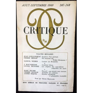 1. Critique n°267-268 Revue générale des publications françaises et étrangères Aout-Septembre 1969